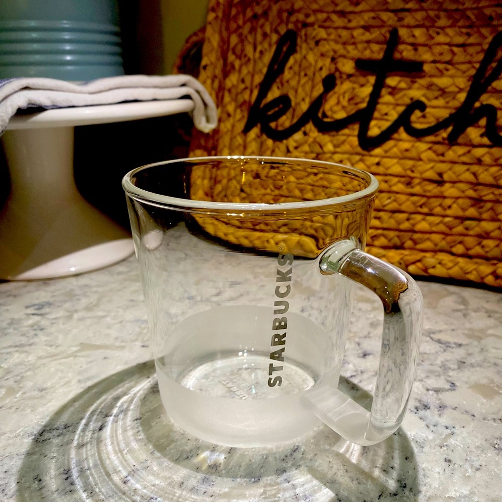 Clear glass coffee cup Starbucks